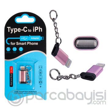 Usb Typ-C To İPhone-Ligtining Dönüştürücü Çevirici Başlık Anahtarlık