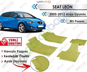 Skoda Leon 2005-2012 Sonrası Uyumlu Havuzlu Kesilebilir Bej Paspas