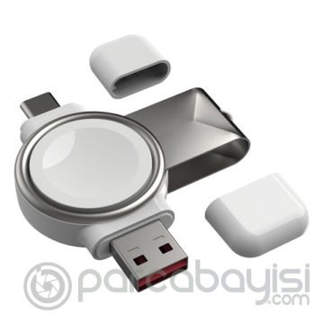 ALLY Apple iWatch İçin Taşınabilir 2 in 1 USB + Type-C Şarj Standı