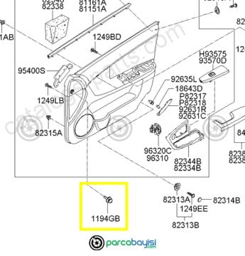 Kia Cerato 2004-2006 Kapı Döşeme Klipsi Ön | 0K20351584NZ