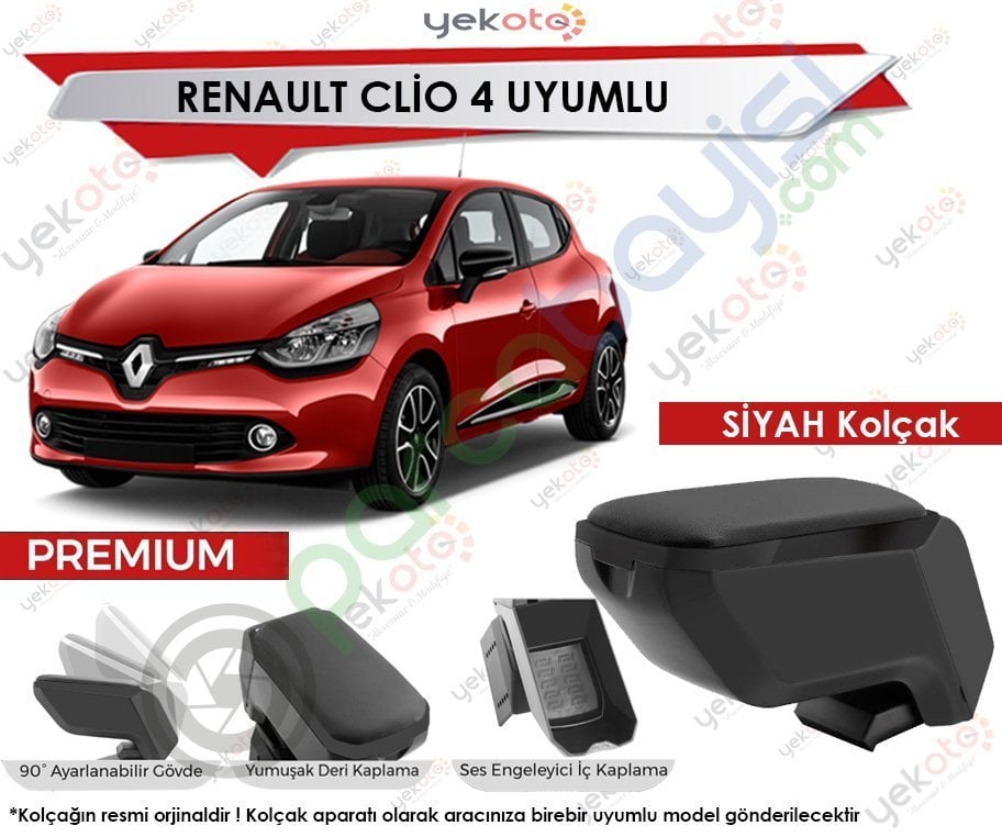 Renault Clio 4 Uyumlu Siyah Kolçak Kol Dayama Ultra Kaliteli