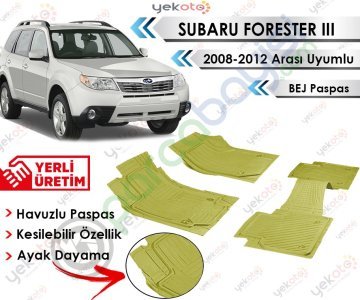 Subaru Forester Iıı 2008-2013 Arası Uyumlu Havuzlu Kesilebilir Bej Paspas