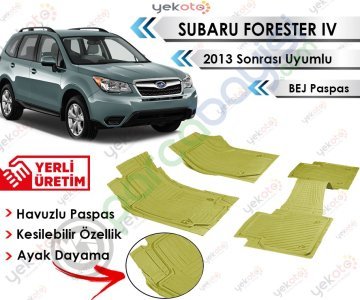 Subaru Forester Iv 2013 Sonrası Uyumlu Havuzlu Kesilebilir Bej Paspas