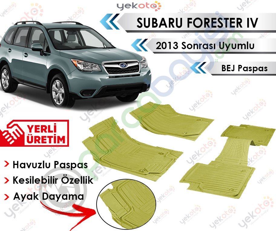 Subaru Forester Iv 2013 Sonrası Uyumlu Havuzlu Kesilebilir Bej Paspas