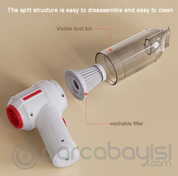 EZERE ST-6629 Mini Taşınabilir Araç Ve Ev İçin Portatif Şarjlı Süpürge