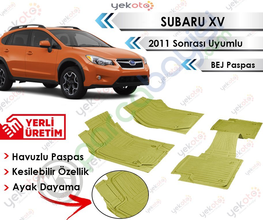 Subaru Xv 2011 Sonrası Uyumlu Havuzlu Kesilebilir Bej Paspas