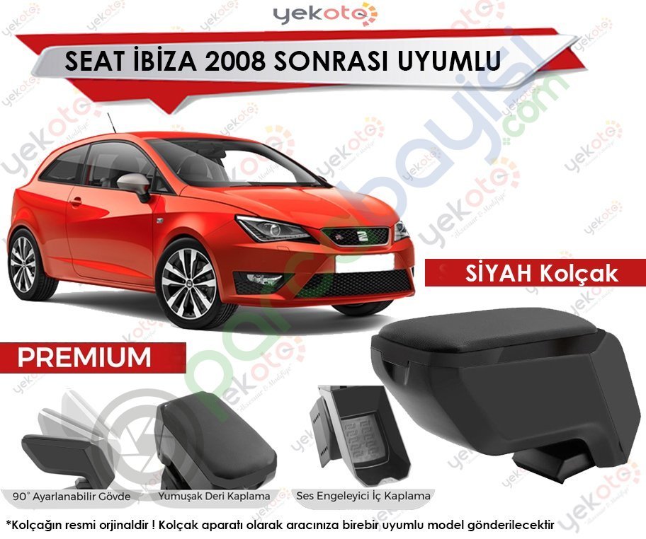 Seat İbiza 2008 Sonrası Uyumlu Siyah Kolçak Kol Dayama Ultra Kaliteli