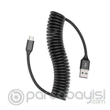 Spiral Usb Type C 3.0A Hızlı Şarj Halat Usb Kablo 1.8mm