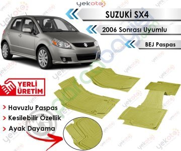 Suzuki Sx4 2006 Sonrası Uyumlu Havuzlu Kesilebilir Bej Paspas