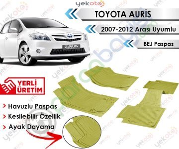 Toyota Auris 2007-2012 Arası Uyumlu Havuzlu Kesilebilir Bej Paspas