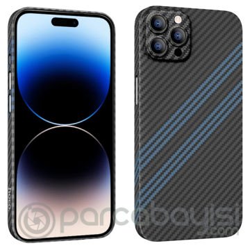 Hoco iPhone 14 Pro 6.1 Kılıf Kevlar Texture Kamera Korumalı Telefon Kılıfı