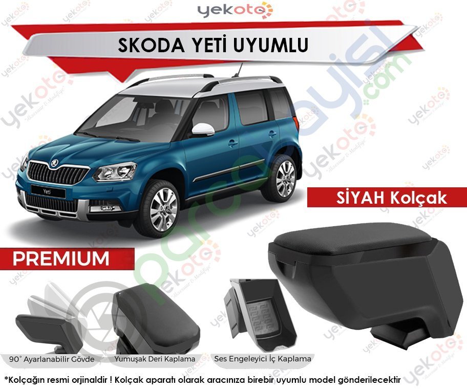 Skoda Yeti Uyumlu Siyah Kolçak Kol Dayama Ultra Kaliteli