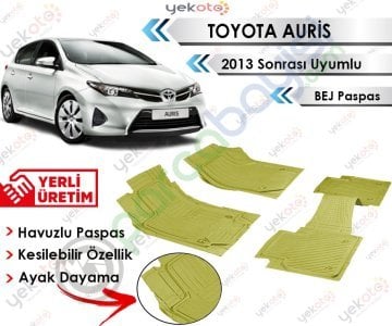 Toyota Auris 2013 Sonrası Uyumlu Havuzlu Kesilebilir Bej Paspas