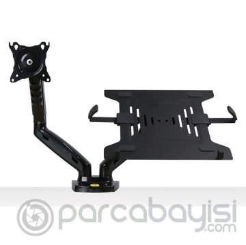 NB F160L Ayarlanabilir Amortisörlü Laptop Standı ve Ergonomik Monitör Standı - Tutucu 17''-27''