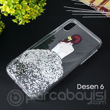 İphone X Xs 3d Diamond Elbise Şeffaf Silikon Kılıf
