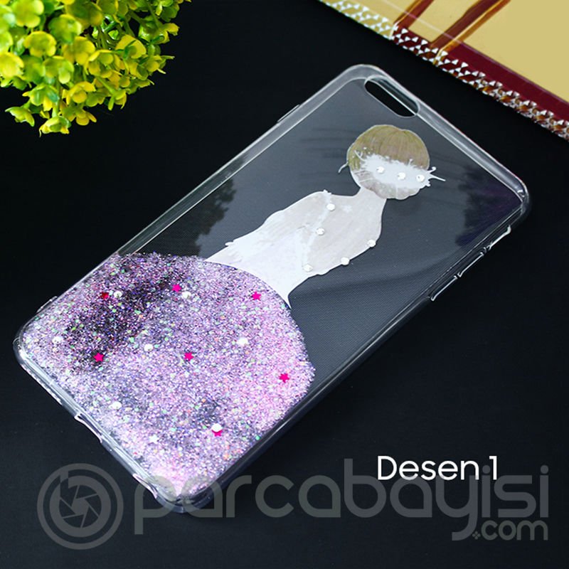 İPhone 6S Plus  6 Plus 3d Diamond Elbise Şeffaf Silikon Kılıf