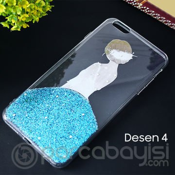 İPhone 6S Plus  6 Plus 3d Diamond Elbise Şeffaf Silikon Kılıf