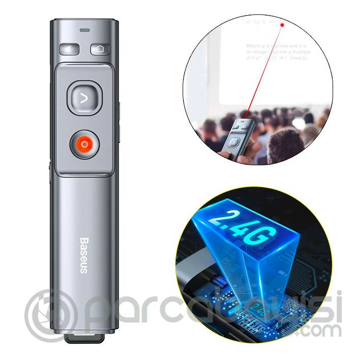 Baseus Projeksiyon Sunum Kırmızı Lazer Şarjlı İşaretçili Uzaktan Kumanda Presenter
