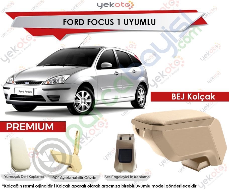 Ford Focus 1 Uyumlu Bej Kolçak Kol Dayama Ultra Kaliteli