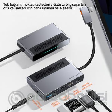 Baseus Magic Çok Fonksiyonlu Klipsli Type-C HUB 6in1 (USB3.0+SD+TF+HDMI+Type-C+3.5mm) Adaptör Çoklay