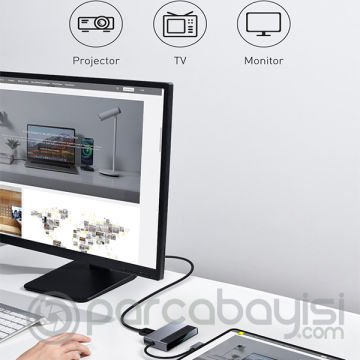 Baseus Magic Çok Fonksiyonlu Klipsli Type-C HUB 6in1 (USB3.0+SD+TF+HDMI+Type-C+3.5mm) Adaptör Çoklay