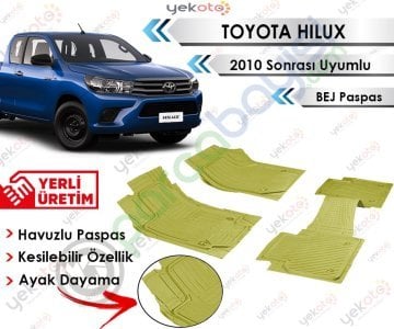 Toyota Hılux 2010 Sonrası Uyumlu Havuzlu Kesilebilir Bej Paspas