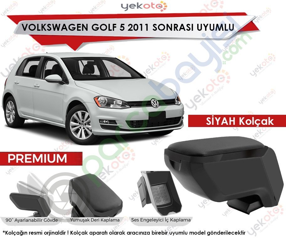 Vw Golf 5 2011 Sonrası Uyumlu Siyah Kolçak Kol Dayama Ultra Kaliteli