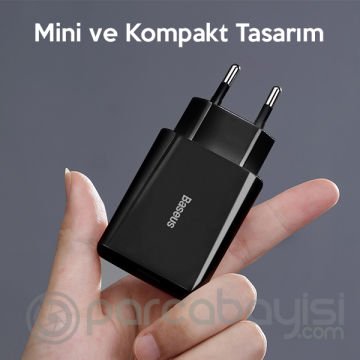Baseus Speed Mini Quick Charger 20W Şarj Başlık Type-C Hızlı Şarj Adaptörü