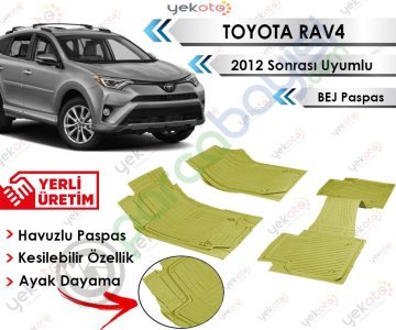 Toyota Rav4 2012 Sonrası Uyumlu Havuzlu Kesilebilir Bej Paspas