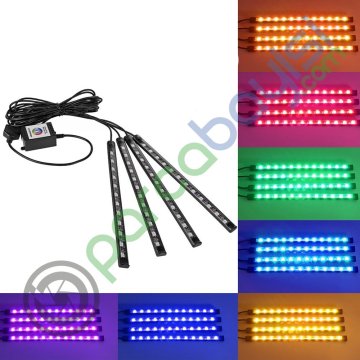 Araç İç Aydınlatma 7 Renk Rgb Led Uzaktan Kumandalı