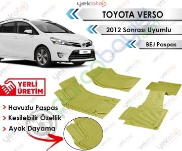 Toyota Verso 2012 Sonrası Uyumlu Havuzlu Kesilebilir Bej Paspas