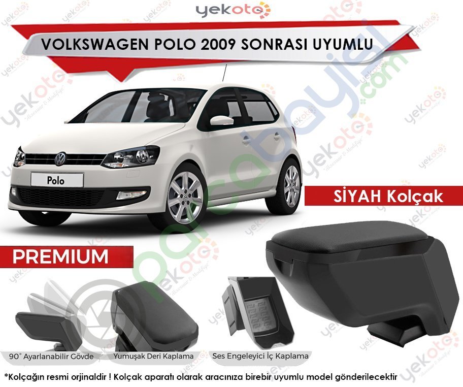 Vw Polo 2009 Sonrası Uyumlu Siyah Kolçak Kol Dayama Ultra Kaliteli