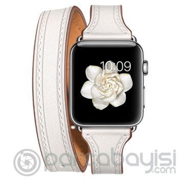 Ally Apple Watch 7-8 41mm 6-5-4 40mm Çift Tur Deri Koron Kayış 3-2-1 38mm