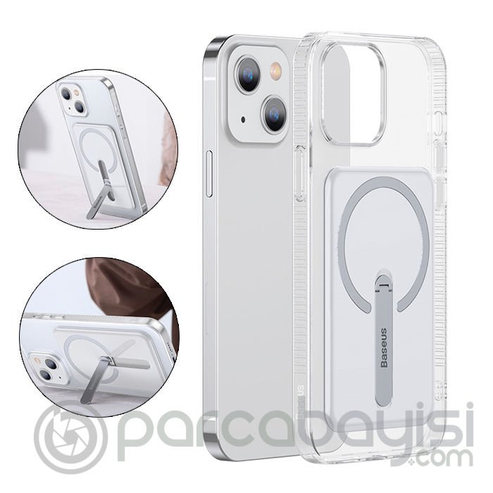 Baseus iPhone 13 6.1inç Manyetik Magsafe Standlı Silikon Kılıf