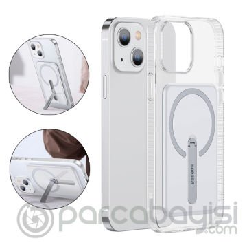 Baseus iPhone 13 6.1inç Manyetik Magsafe Standlı Silikon Kılıf