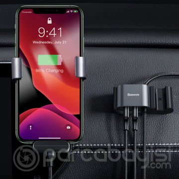 Baseus İPhone Usb Kablo+ Araba Arka Koltuk Çift Usb Çoğaltıcı-Special Data Cable for Backsea