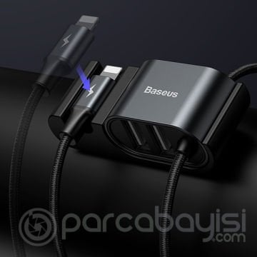 Baseus İPhone Usb Kablo+ Araba Arka Koltuk Çift Usb Çoğaltıcı-Special Data Cable for Backsea
