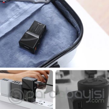 BASEUS PPS Hızlı Şarj Type-C+USB 18W Hızlı Şarj Universal Dönüştürücü Seyahat