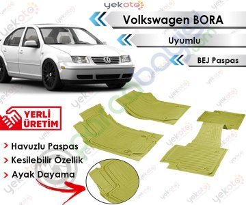 Volkswagen Bora Uyumlu Havuzlu Kesilebilir Bej Paspas
