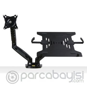 NB F160L Ayarlanabilir Amortisörlü Laptop Standı ve Ergonomik Monitör Standı - Tutucu 17''-27''