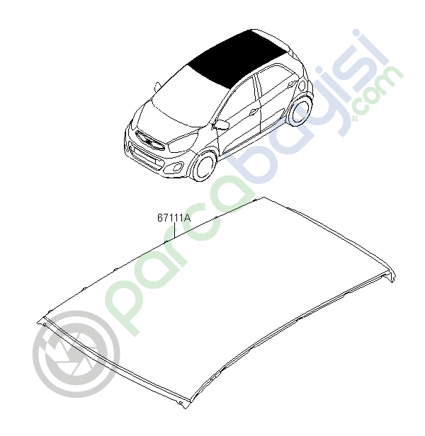 Kia Picanto Tavan Sacı Orjinal 2011-2017 | 671111Y000