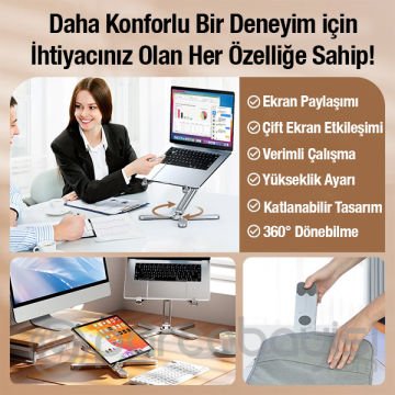ALLY MC N86 Katlanabilir 360° Dönebilen Masaüstü Laptop Standı
