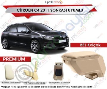 Citroen C4 2011 Sonrası Uyumlu Bej Kolçak Kol Dayama Ultra Kaliteli