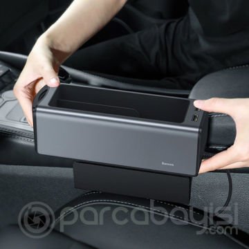 BASEUS Deluxe Metal Dual Usb Araç Koltuk Arası Organizer