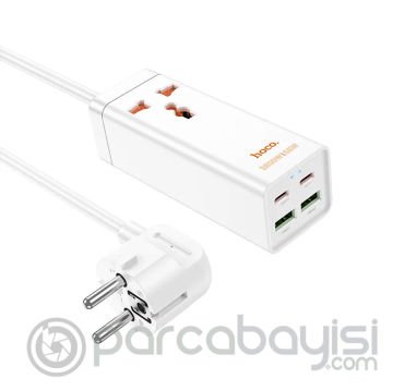 HOCO AC10A Barry 65W 2 Type-C + 2 USB+Priz Multifonksiyonel Şarj Aleti
