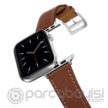 Ally Apple Watch 7-8 41mm 6-5-4 40mm Single Coil Deri Kayış Kordon 3-2-1 38mm