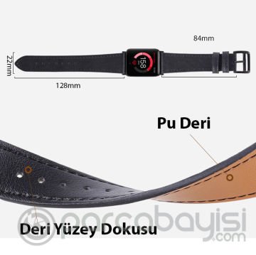 Ally Apple Watch 7-8 41mm 6-5-4 40mm Single Coil Deri Kayış Kordon 3-2-1 38mm