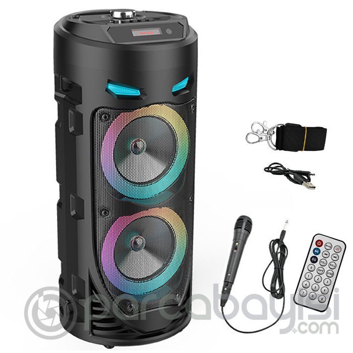 ALLY ZQS4239 Mikrofonlu Taşınabilir Dev Speaker Led Işıklı Bluetooth Hoparlör - 4inc×2-8W×2 1800mAh