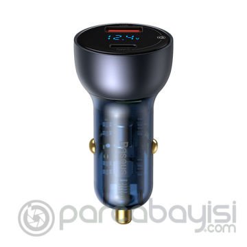 BASEUS QC+PPS 65W Dual Usb Hızlı Araç Şarj 1m Type-C Kablo100W(20V-5A)]Dijital Göstergeli