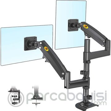 NB H180 Ergonomik Ayarlanabilir Çift Kol Amortisörlü Monitör Standı - Tutucu 22''-32''